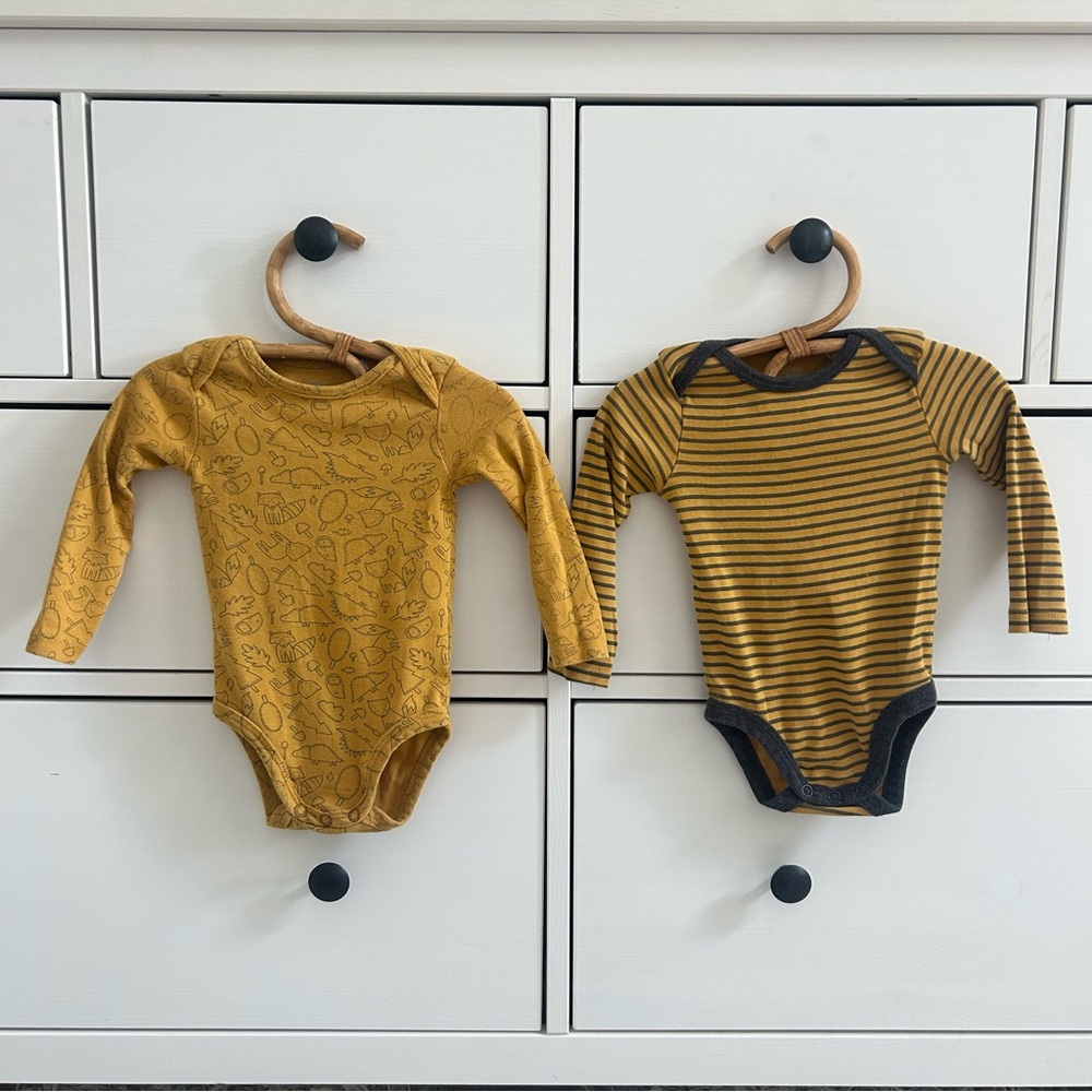 Yellow Striped and Patterned Kids One Piece Set